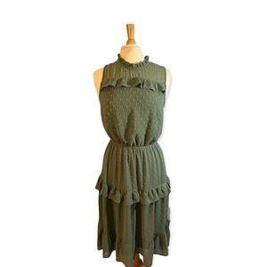 Monteau Sage tiered sleeveless dress